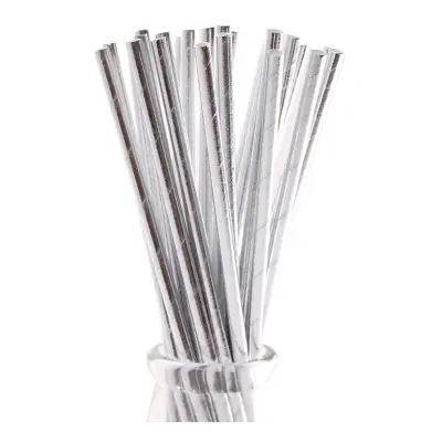 Papperssugrör Silver Metallic - 10-pack