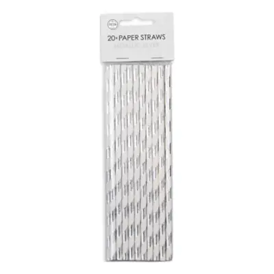 Papperssugrör Silver Metallic - 20-pack