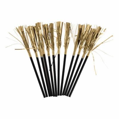 Papperssugrör Svarta med Guldfolie - 12-pack