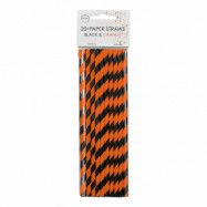 Papperssugrör Svart/Orange Randiga