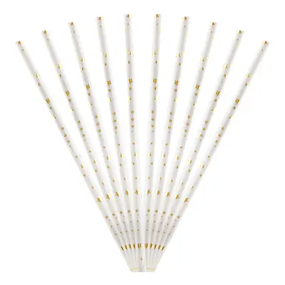 Papperssugrör Vita med Guldstjärnor - 20-pack