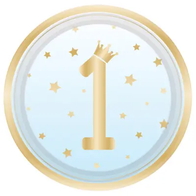 Papperstallrik Blå Fade 1 års Kalas 23 cm 8-pack