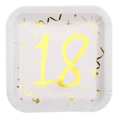 Papperstallrikar 18 Vit/Guld - 10-pack