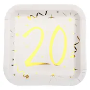 Papperstallrikar 20 Vit/Guld - 10-pack