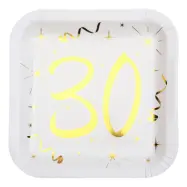 Papperstallrikar 30 Vit/Guld - 10-pack