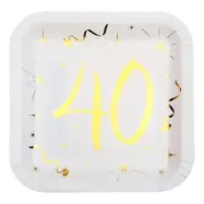 Papperstallrikar 40 Vit/Guld - 10-pack