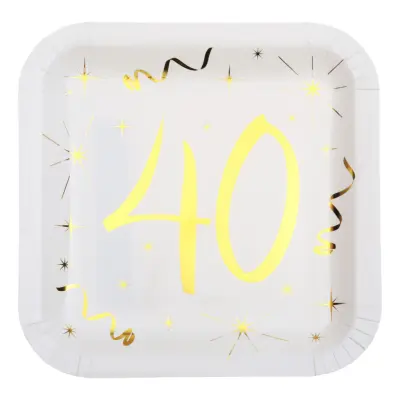 Papperstallrikar 40 Vit/Guld - 10-pack