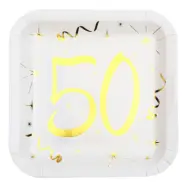 Papperstallrikar 50 Vit/Guld - 10-pack