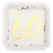 Papperstallrikar 60 Vit/Guld - 10-pack