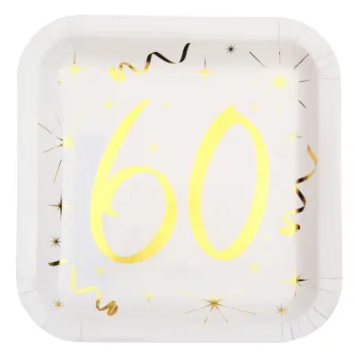 Papperstallrikar 60 Vit/Guld - 10-pack