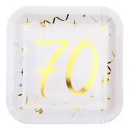 Papperstallrikar 70 Vit/Guld - 10-pack