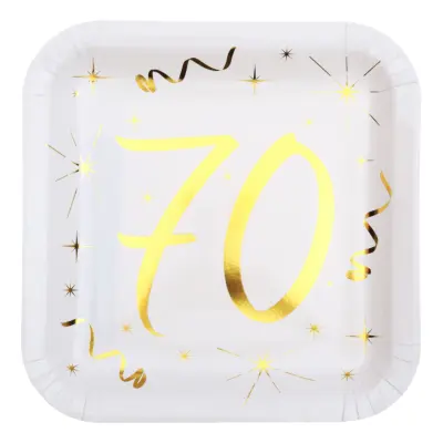 Papperstallrikar 70 Vit/Guld - 10-pack