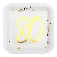 Papperstallrikar 80 Vit/Guld - 10-pack