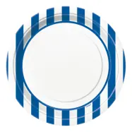 Papperstallrikar Blå/Vita Randiga