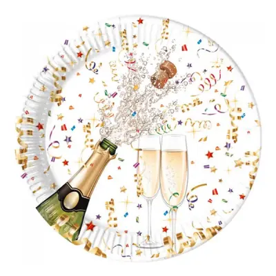 Papperstallrikar Champagne och Konfetti - 8-pack
