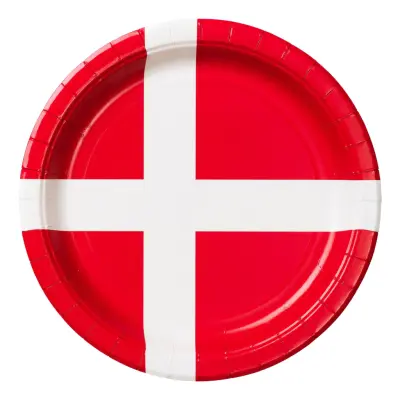 Papperstallrikar Danska Flaggan - 8-pack