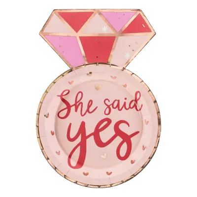 Papperstallrikar Diamantring She Said Yes - 6-pack