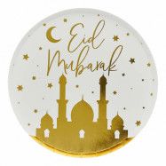 Papperstallrikar Eid Mubarak Vit/Guld - 8-pack