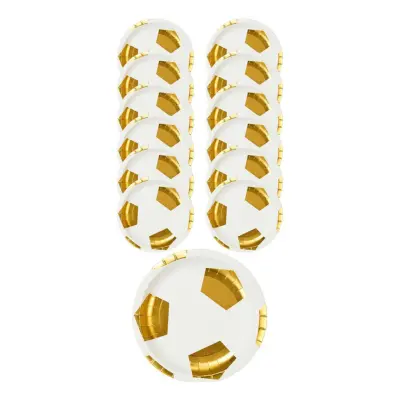 Papperstallrikar Football Champion Guld/Vit