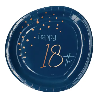 Papperstallrikar Happy 18th True Blue - 8-pack