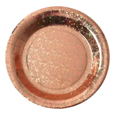 Papperstallrikar Holografisk Roséguld - 10-pack