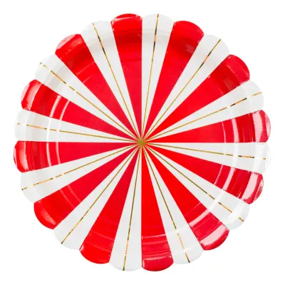 Papperstallrikar Röd/Vit Randiga - 8-pack