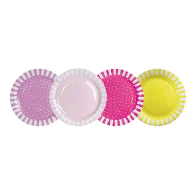 Papperstallrikar Kalas Rosa/Lila/Gul - 8-pack
