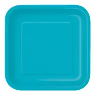 Papperstallrikar Kvadrat Turkos - 14-pack