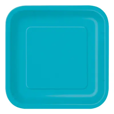 Papperstallrikar Kvadrat Turkos - 14-pack