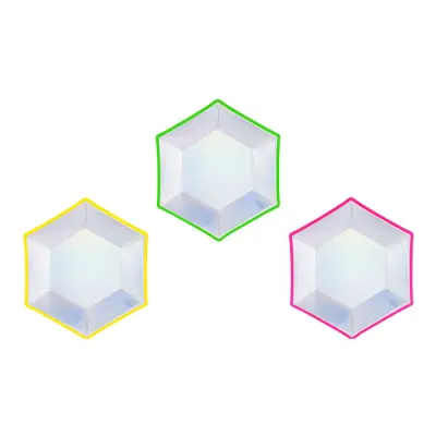 Papperstallrikar Neon Holografiska - 6-pack