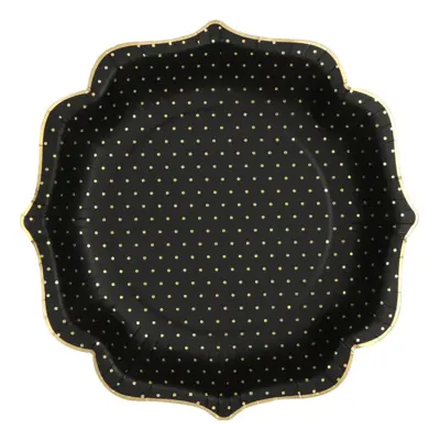 Papperstallrikar Prickig Svart/Guld - 10-pack