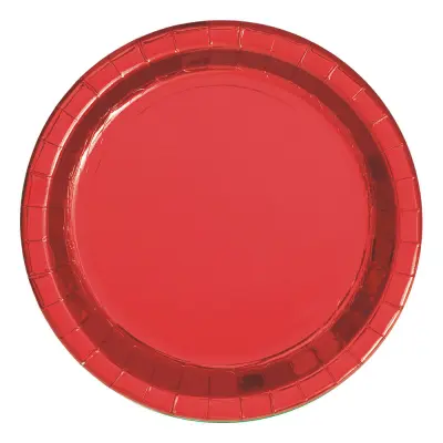 Papperstallrikar Röda Metallic - 8-pack