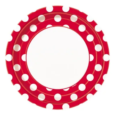 Papperstallrikar Röda Prickiga - 8-pack