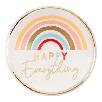 Papperstallrikar Regnbåge Happy Everything - 8-pack