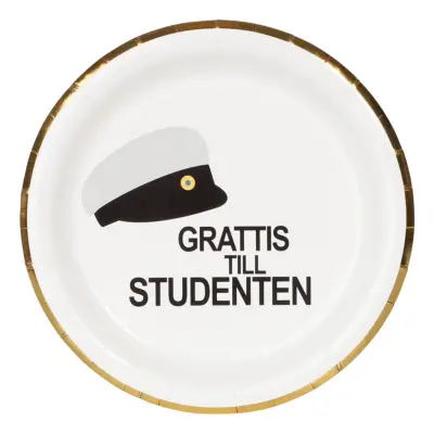 Papperstallrikar Studentmössa - 8-pack