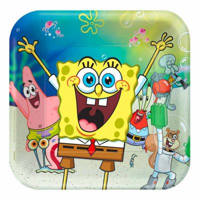 Papperstallrikar SvampBob Fyrkant - 8-pack