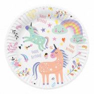 Papperstallrikar Unicorns & Rainbows - 8-pack