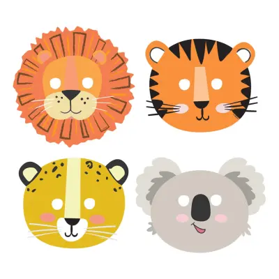 Pappmasker Djungeldjur - 8-pack