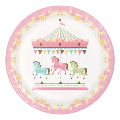 Papptallrikar Hästkarusell Flerfärgad - 8-pack