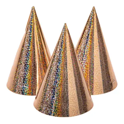 Partyhattar Holografiska Roséguld - 6-pack