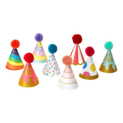 Partyhattar Mini Bordsdekoration - 8-pack