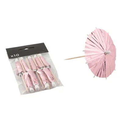 Partyparasoll Ljusrosa Metallic - 10-pack