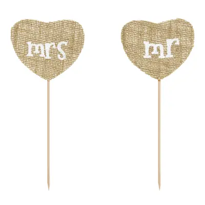 Partypicks Mr Mrs Hjärta - 2-pack
