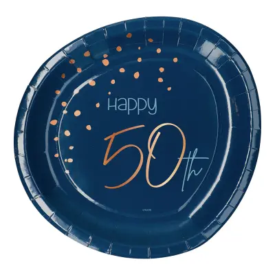 Papperstallrikar Happy 50th True Blue - 8-pack