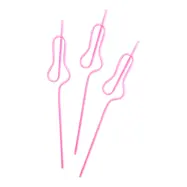 Penis Sugrör Rosa Återanvändbara - 6-pack