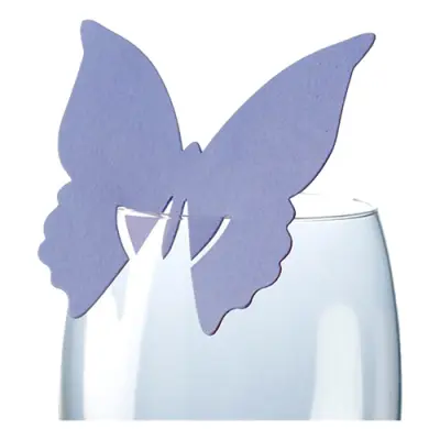 Placeringskort för Glas Fjäril Ljuslila - 10-pack
