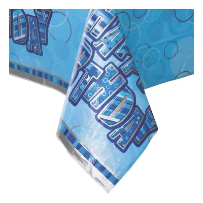 Plastduk Happy Birthday Blå