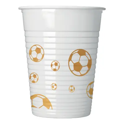 Plastmuggar Fotboll Guld - 8-pack
