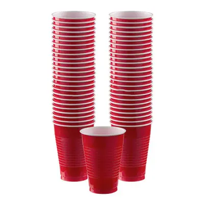 Plastmuggar Röda - 50-pack