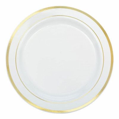Återanvändbara Plasttallrikar Guldkant - 10-pack